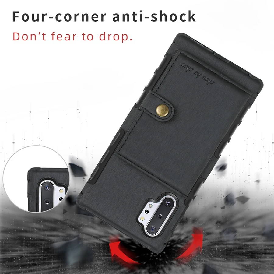 Luxury Leather Phone Wallet Case For Samsung Galaxy Note10 Plus 8 9 S10 9 8 plus PC TPU Cover For samsung s10 9 8 note10 8 case