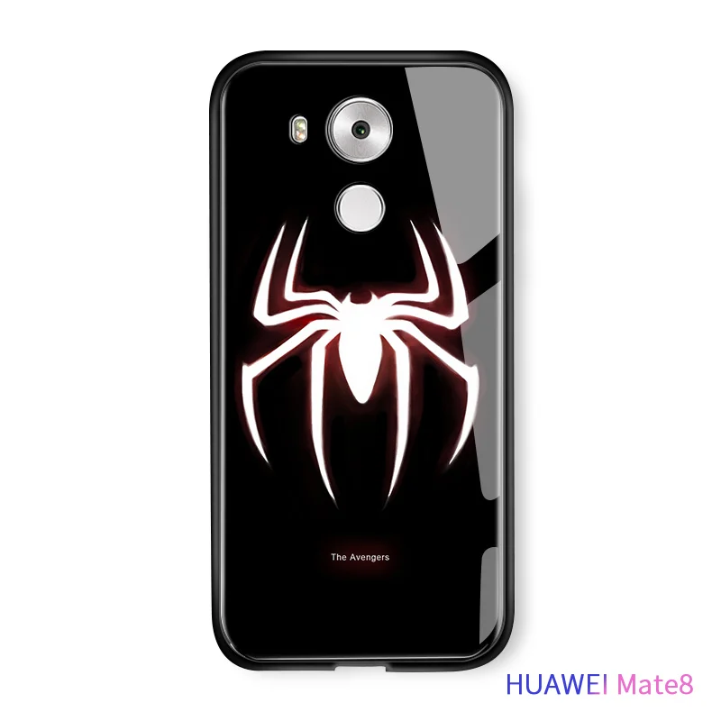 Spiderman Для huawei mate 30 Pro mate 20 mate 20X световой Капитан Америка, Железный человек чехол светящийся в темноте закаленное стекло задняя крышка корпуса - Цвет: Spiderman