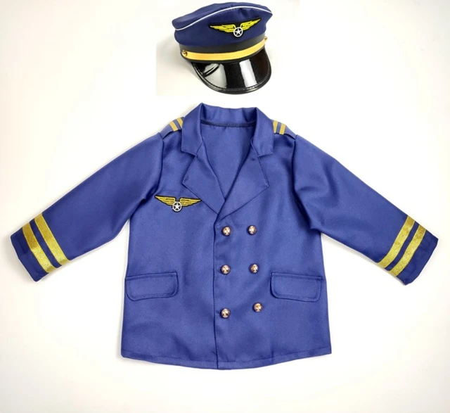 Uniformes de piloto de avión para niños, disfraces de Cosplay de Asistente  de vuelo para niños, fiesta de Halloween, actuación, ropa de clase  profesional - AliExpress