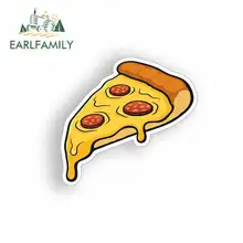 EARLFAMILY 13cm x 13cm Pizza Slice Food Car Stickers Sunscreen Vinyl JDM Bumper Trunk Truck Graphics Waterproof DIY Fine Decal