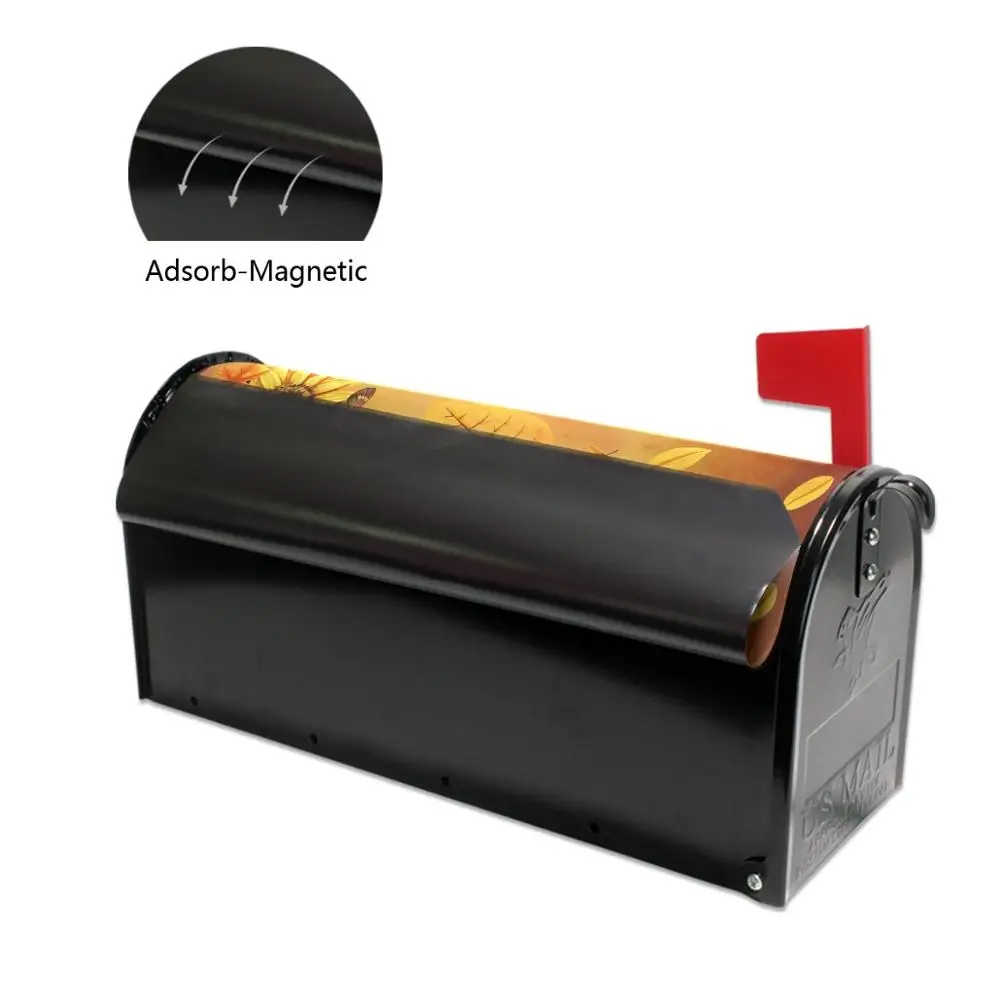 Fall Sunflowers Pumpkins Mailbox Covers Magnetic Butterfly Maple Leaf Mailbox Cover Autumn Wraps Post Letter Box Cover