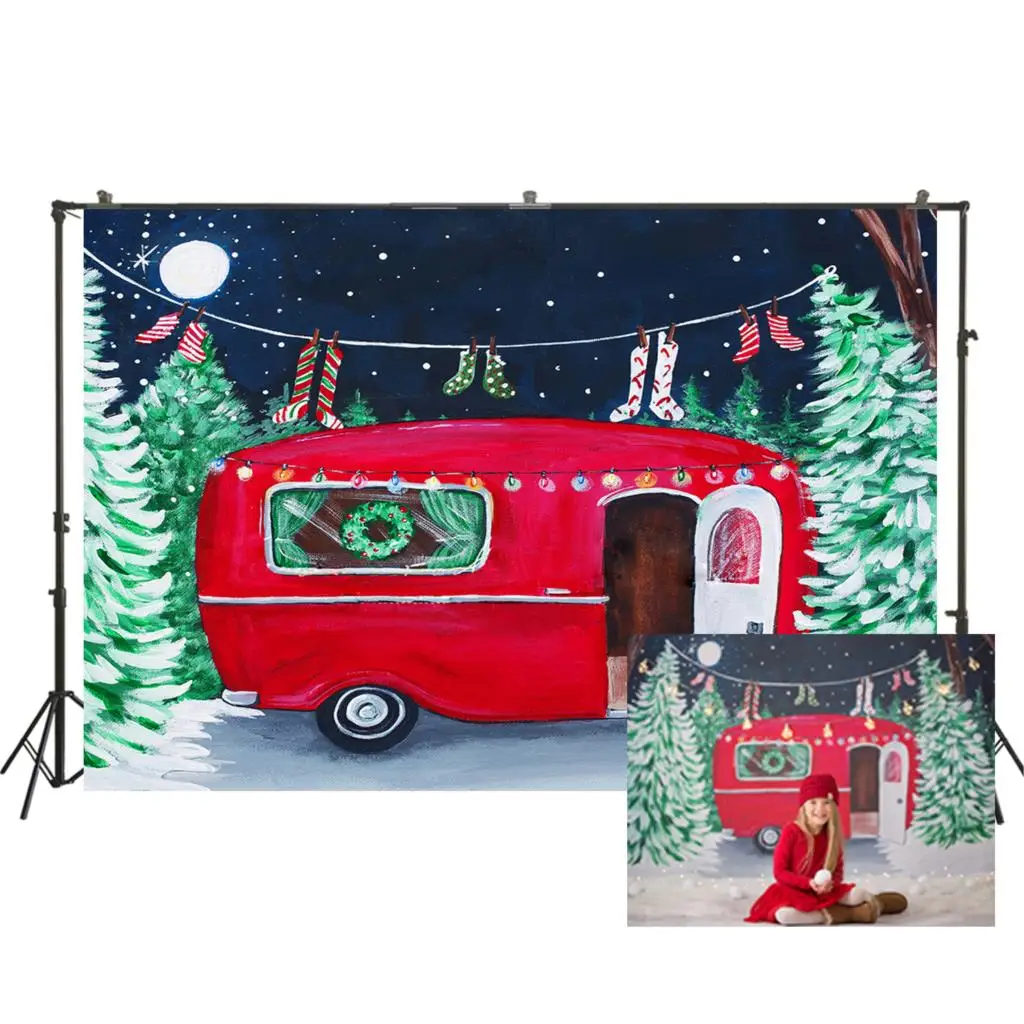

christmas backdrop pine tree red car backdrop for kids Birthday Party Xmas Photo Background Photo Studio photophone W-3415