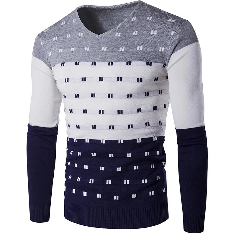 Мужской свитер, бренд, Модный пуловер, свитер для мужчин, круглый вырез, пэчворк, приталенный, вязанный, мужские свитера, пуловер для мужчин