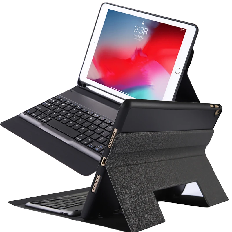 

Tablet Bluetooth Keyboard Leather Protective Case Set with Pen Groove For 10.5 Inch iPad Air (2019) iPad Pro