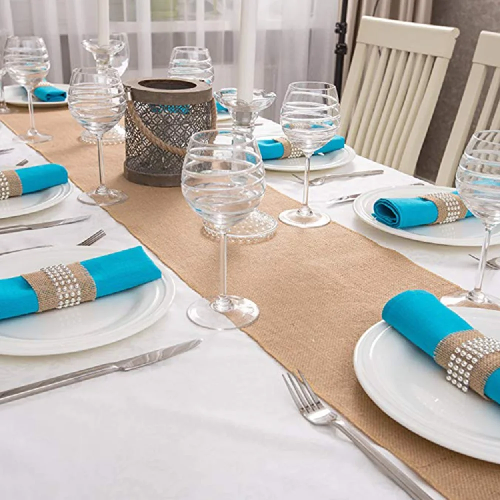 Runner Tavola In Juta Naturale 30x275cm - Tagliabile, Per Matrimoni E Eventi