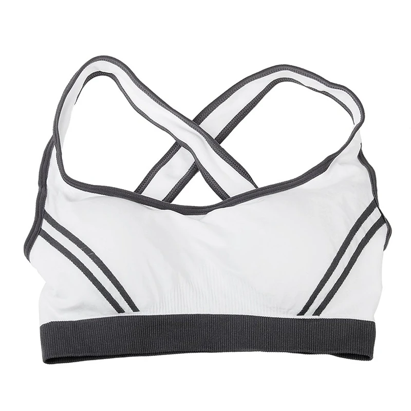 Женский бесшовный мягкий спортивный бюстгальтер укороченный топ для бега для йоги фитнеса спорта жилет - Цвет: White