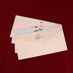 Pochette de rangement en papier rétro, 16 pièces, enveloppe d'écriture délicate pour cartes postales de vœux (Beige, rose clair, clair) 