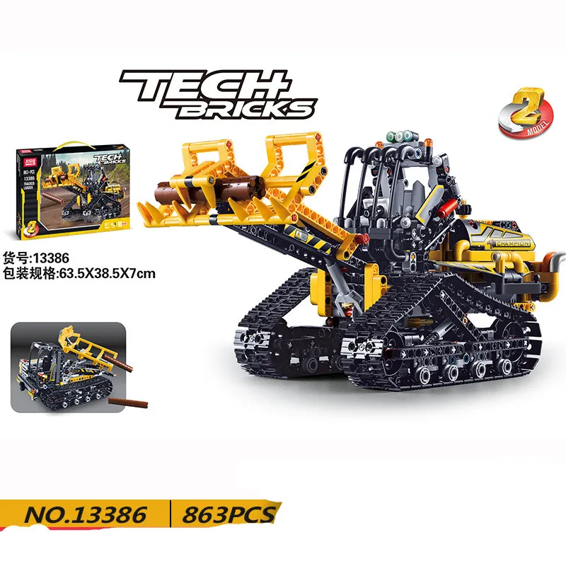 

863pcs Building Blocks Compatible with Legoingly Technic Series Two Forms of Tracked Handling Truck Toys for Children Friends