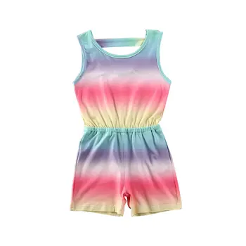 

Summer Kids Baby Girl Romper Clothes Rainbow Striped Sleeveless Casual Jumpsuit Sunsuit Outfit