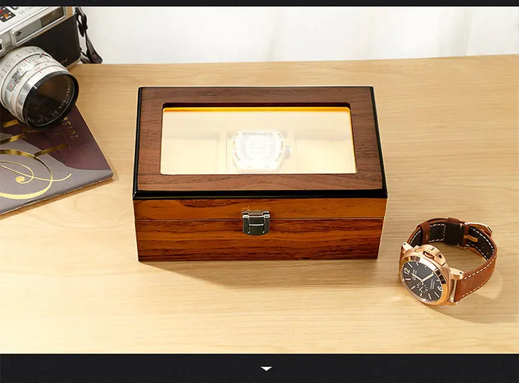 Роскошный 3 сетки ручной работы деревянный ящик для часов Деревянный чехол для часов коробка времени для хранения часов