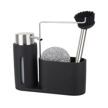 

Kitchen Bathroom Storage Shelf Stainless Steel Resin Storage Rack Cleaning Set