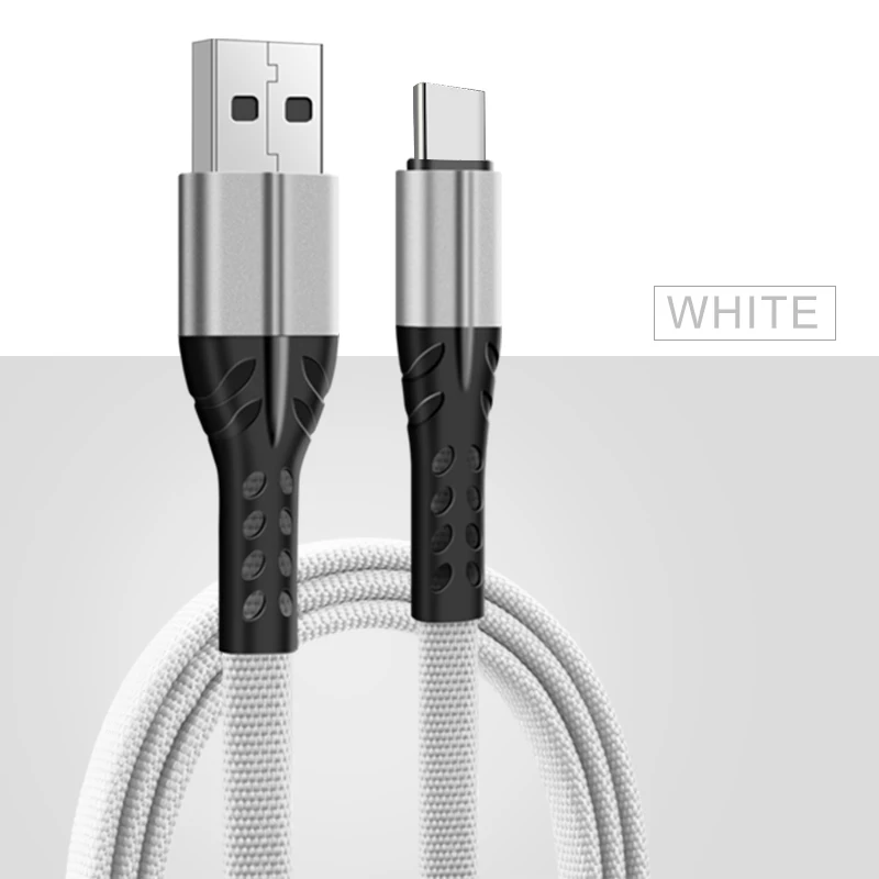 EKDME крепкий нейлоновый плетеный кабель type C USB для samsung кабель 1 м 2 м 3.5A провод для быстрого заряда type-C кабель для зарядки телефона для Xiomi - Цвет: Белый