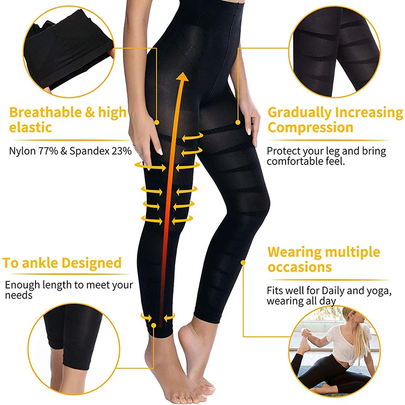 Leg Slimming Body Shaper Anti Cellulite Compression Leggings High Waist Tummy Control Panties Thigh Sculpting Slimmer Shapewear