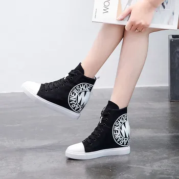 

Canvas Pumps Women Wedges High Heels 8cm Shoes Woman Casual Ladies Shoes woman Travel Student buty damskie Sneakers 34-40