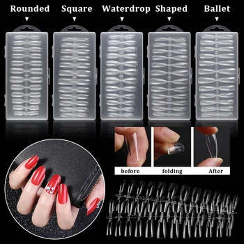 

Ultra-thin Salon False Nails 240 Pcs 11 Size Mixed Transparent Fold Seamless Fake Nails Extension False Nail Patch Manicure Tool