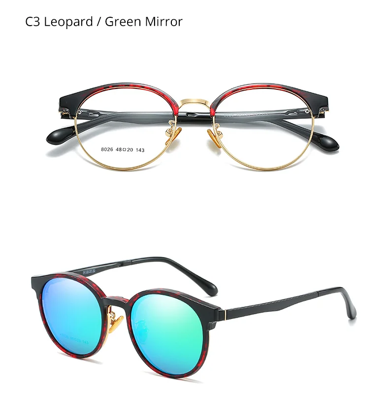 Ralferty, 2 в 1, женские магнитные солнцезащитные очки, солнцезащитные очки, поляризационные, на застежке, солнцезащитные очки, Круглые, полуоправа, очки, мужские очки Z8026