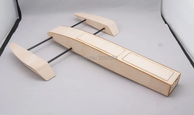 RC Speed Boat 495mm Wooden Sponson Outrigger Shrimp Racing Boat Model Building Kits Radio Remote Control Speedboat 5