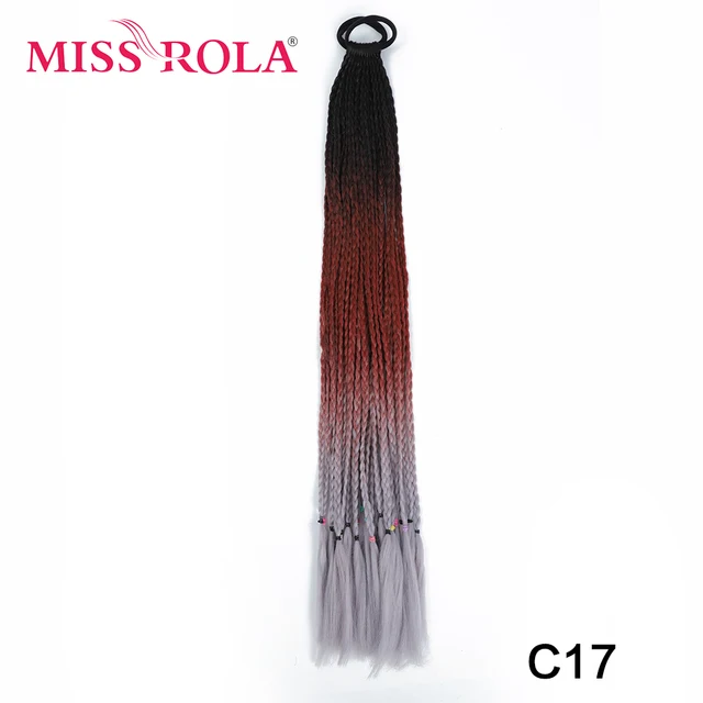 Synthetic Chignon Hair 60cm Hair Color Gradient Dirty Braided Ponytail Women Elastic Hair Rubber Band Hair Accessories Headband C17
