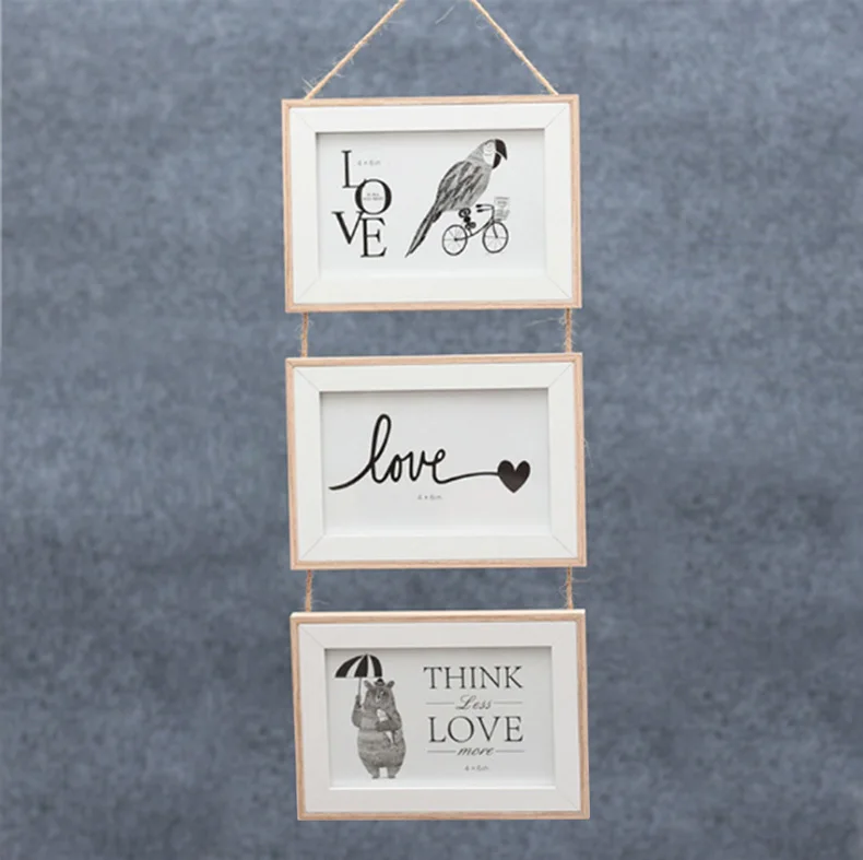 photo Frame-55 Тройная настенная деревянная украшения для фоторамки настенная подвесная фоторамка украшение стен настенная подвеска с фигурками возлюбленных - Цвет: photo Frame-55