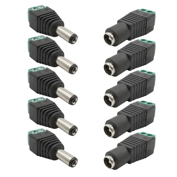 

5.5 x 2.1mm Male and Female DC Power Plugs Jack Socket Adapter 5.5*2.1mm Plugs Jack Cable Connector for CCTV LED Strip Light