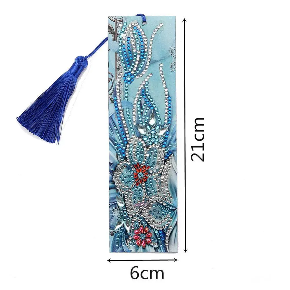 5D DIY Diamond Painting Leather Bookmark Tassel Book Marks Special Shaped Diamond Embroidery DIY Craft - Цвет: K