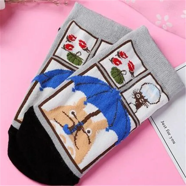 Totoro Sock No face Man Socks Anime Hayao Miyazaki Cartoon Figures Printed Korean Socken Creative Fairydust Cotton Sock 018 new blue