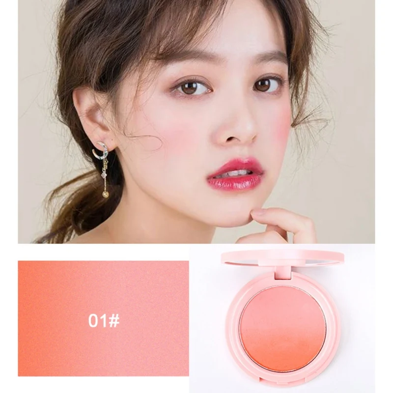 

Two-color Gradient Blush Waterproof Smudge-proof Long Lasting Brighten Skin Color Blusher Facial Makeup 2019