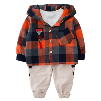 

Toddler boy clothes suit camouflage jacket boy hooded suit + hooded jacket + casual baby suit children's clothing child style su