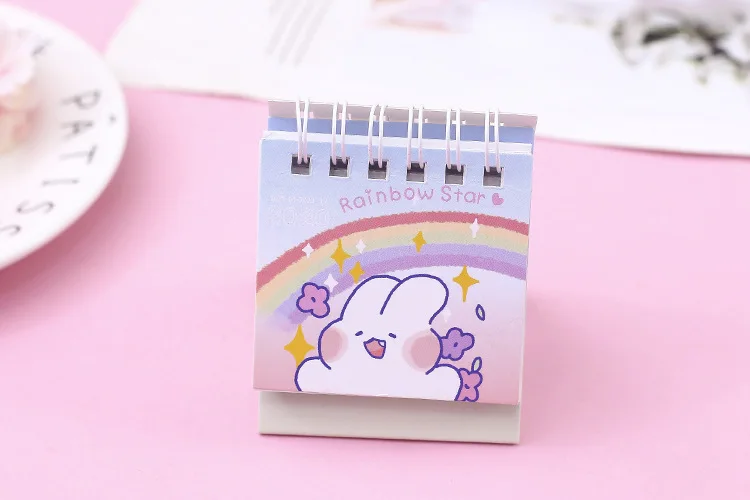 Lovely Rabbit Desk Calendar DIY Rainbow Star Series Mini Calendars Daily Schedule Planner.09~.12