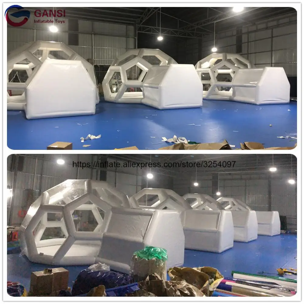 Clear inflatable soccer shape dome house 5m camping tent waterproof inflatable yurt tent for restaurant hotel factory price luxury hotel camping prefab tents resort waterproof glamping geodesic dome house tent