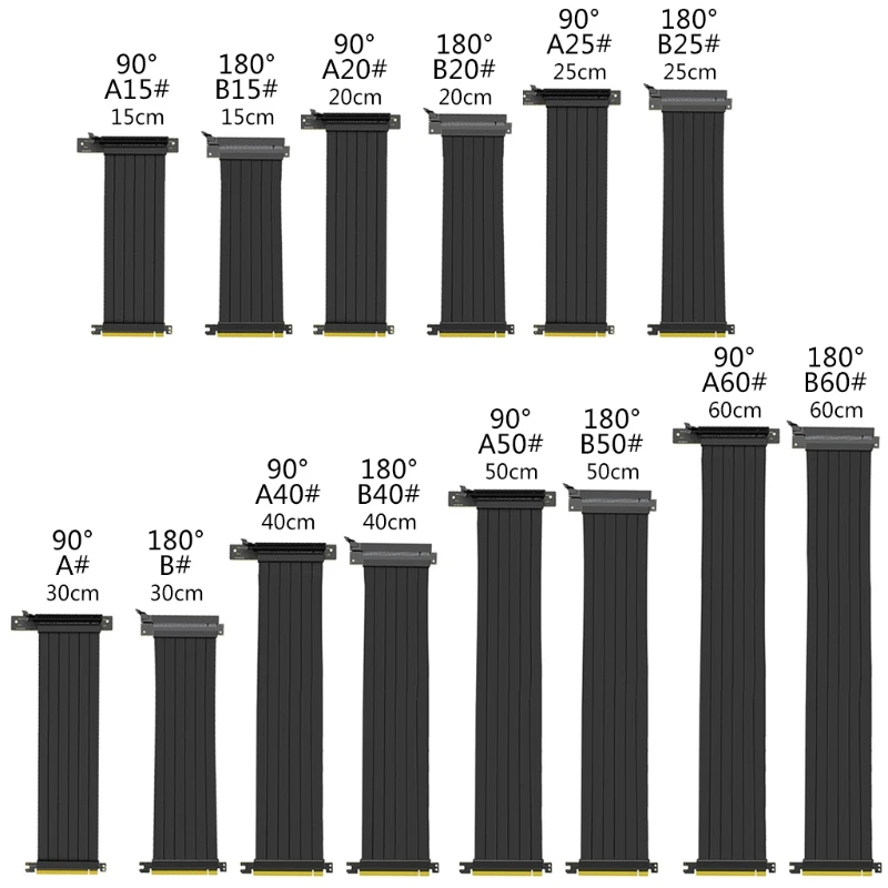 Cabo de Extensão para Placa Gráfica Pcie X16 Riser Gpu Pci Express Riser Extensor Blindado Velocidade Total 3.0 15 cm 20 cm 25 cm 30 cm 40 cm 50 cm 60cm - Imagem 2