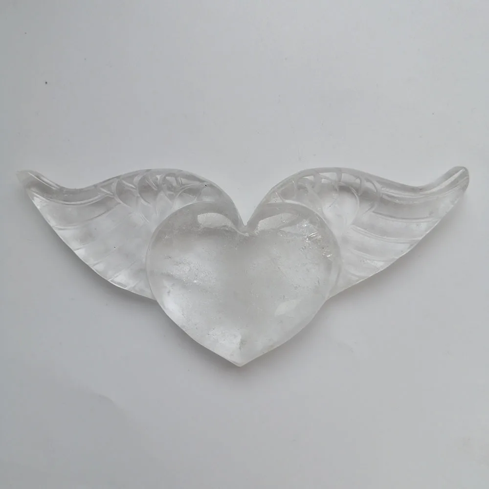 High Quality Natural Clear Quartz Flying Heart Shape Stone Hand Crafted For Gift&Home Decor ZT