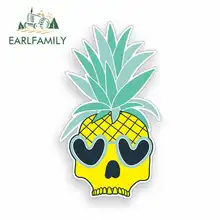 EARLFAMILY 13cm x 13cm for Pineapple Skull Cartoon Funny Car Stickers RV VAN DIY Fine Decal Bumper Trunk Truck Graphics Vinyl