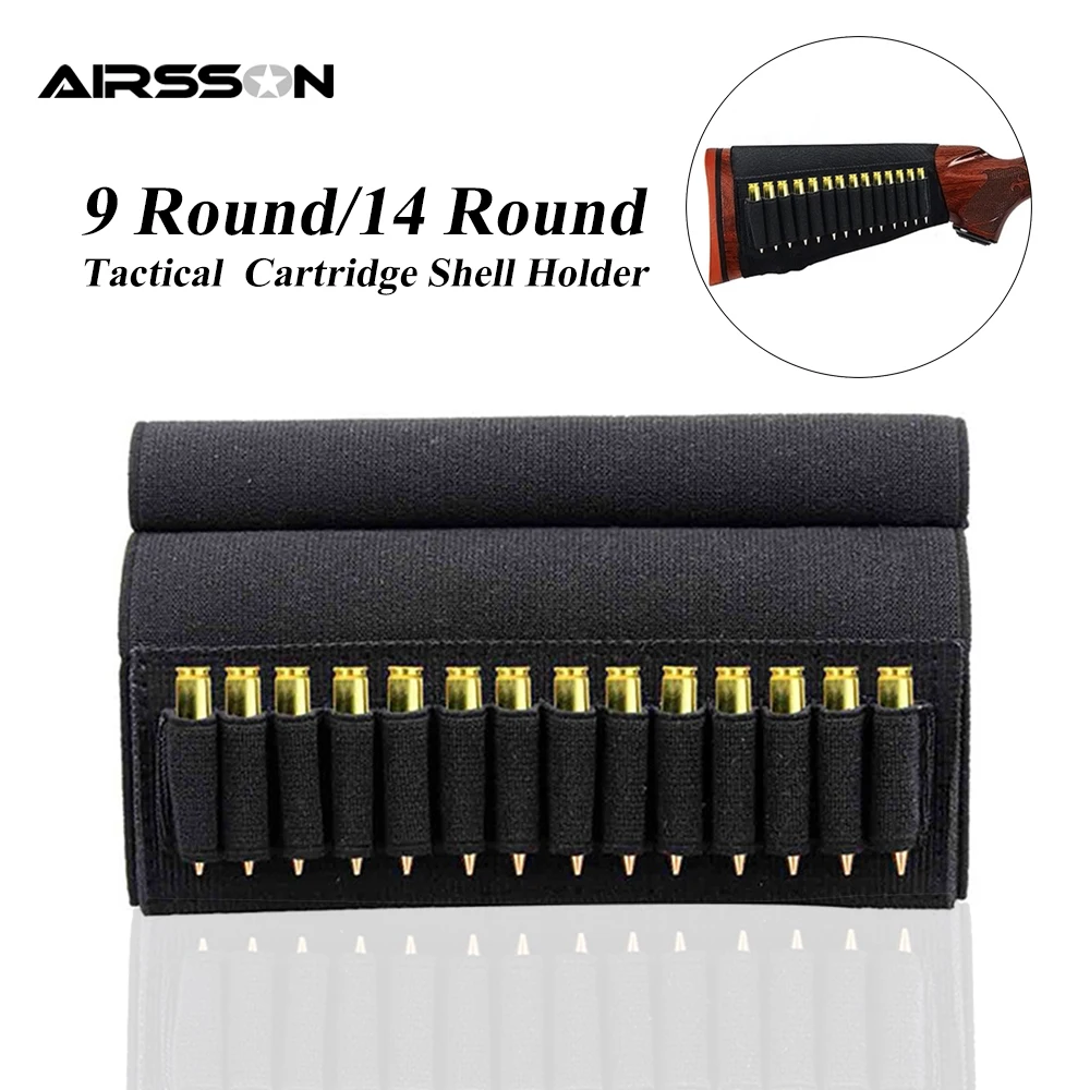 9 Cartridges Ammo Bullet Pouch Tacitcal Elastic Butt Stock Rifle Shell Holder 