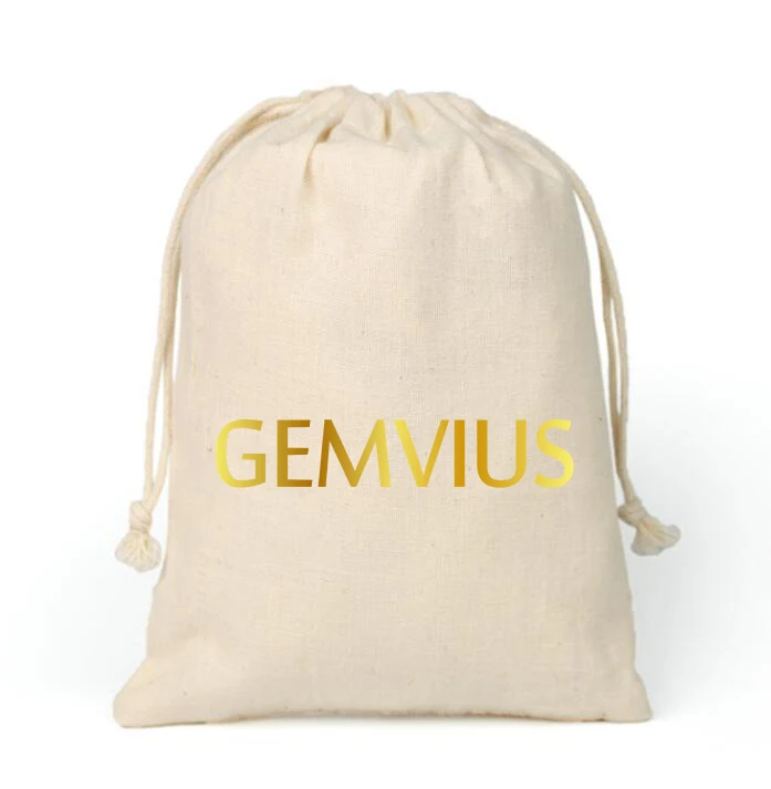 PROD 1005003160521168 5500pcs 7*9cm cotton bag customized with 5.5cm
gold color logo