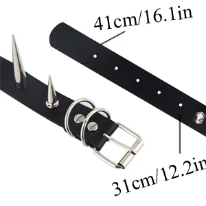 Collana girocollo lunga con borchie punk in pelle per donne e uomini, con grandi borchie e accessori in stile gotico_voghion.com