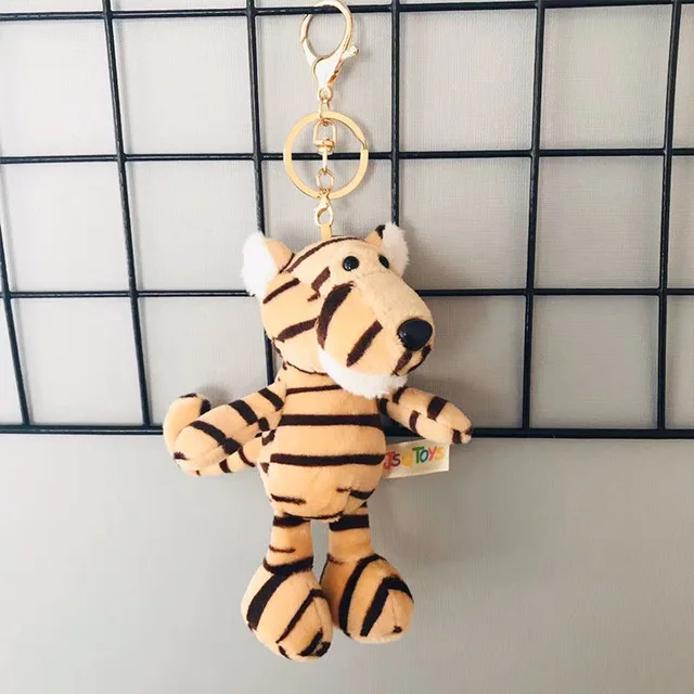 Cute Cartoon Animal Plush Keychain 13cm-15Cm Turtle Elephant Monkey Tiger Lion Hippo Raccoon Bear Rabbit Wolf Penguin Bulldog 6