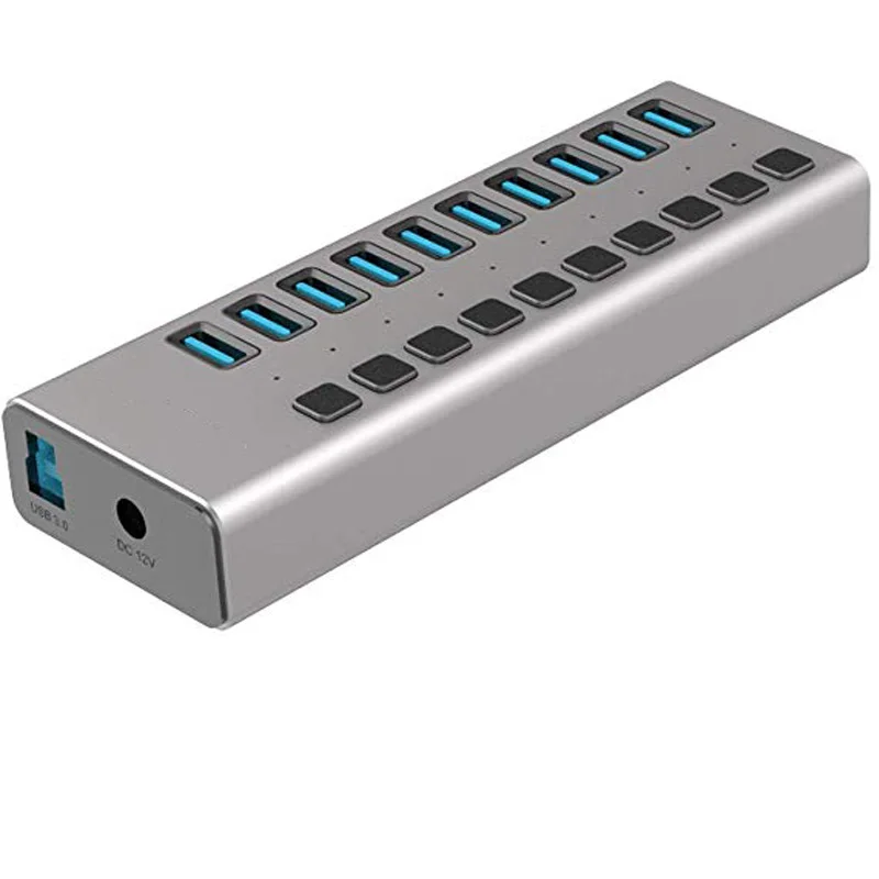USB 3,0 концентратор 16 Порты и разъёмы usb-хаб с Мощность адаптер/зарядки Порты и разъёмы/индивидуальный Мощность переключатели для Windows Vista/7/8/10 MacOS-8/9/X - Тип штекера: 10