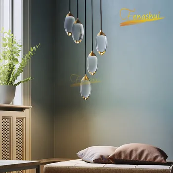 

Nordic Luxury Crystal LED Pendant Lamp Modern Minimalist All Copper Pendant Lights Loft Bedroom Hotel Living Room Hanging Lamps