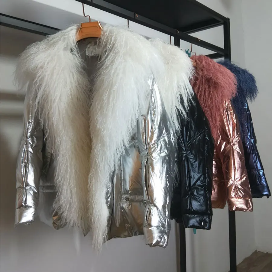 Женское Свободное пальто на утином пуху теплая Толстая парка с меховым