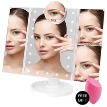 Сенсорный экран зеркало для макияжа 22 светодиодный светильник косметическое зеркало 1X/2X/3X/10X увеличительное гибкое косметическое регулируемое питание зеркала для макияжа