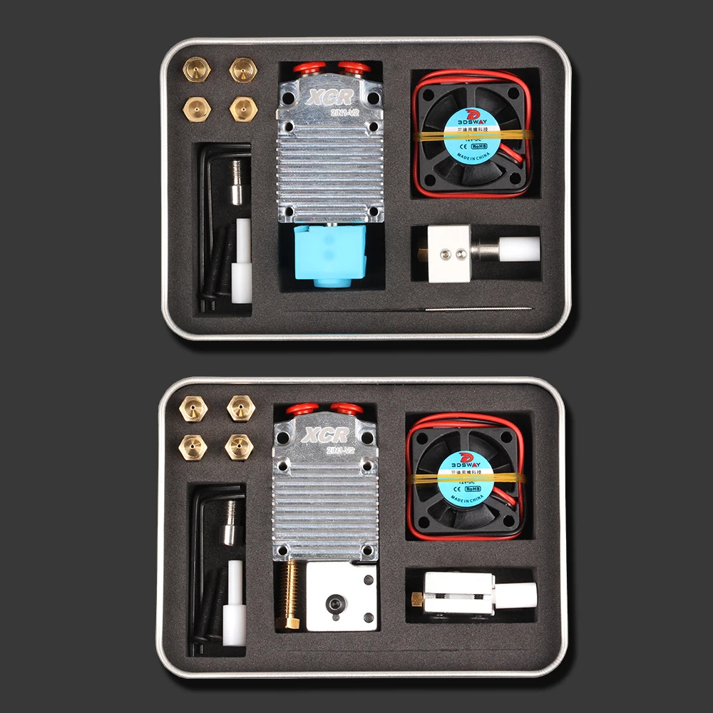 Meia e Ventilador Cor de Comutação Dsway Impressora Peça Xcr 2in1-v2 Hotend Duas Cores Nv6 Aquecido 0.4 - 1.75 Vulcão Bico 0.8 Silicone 3 3d - Imagem 5