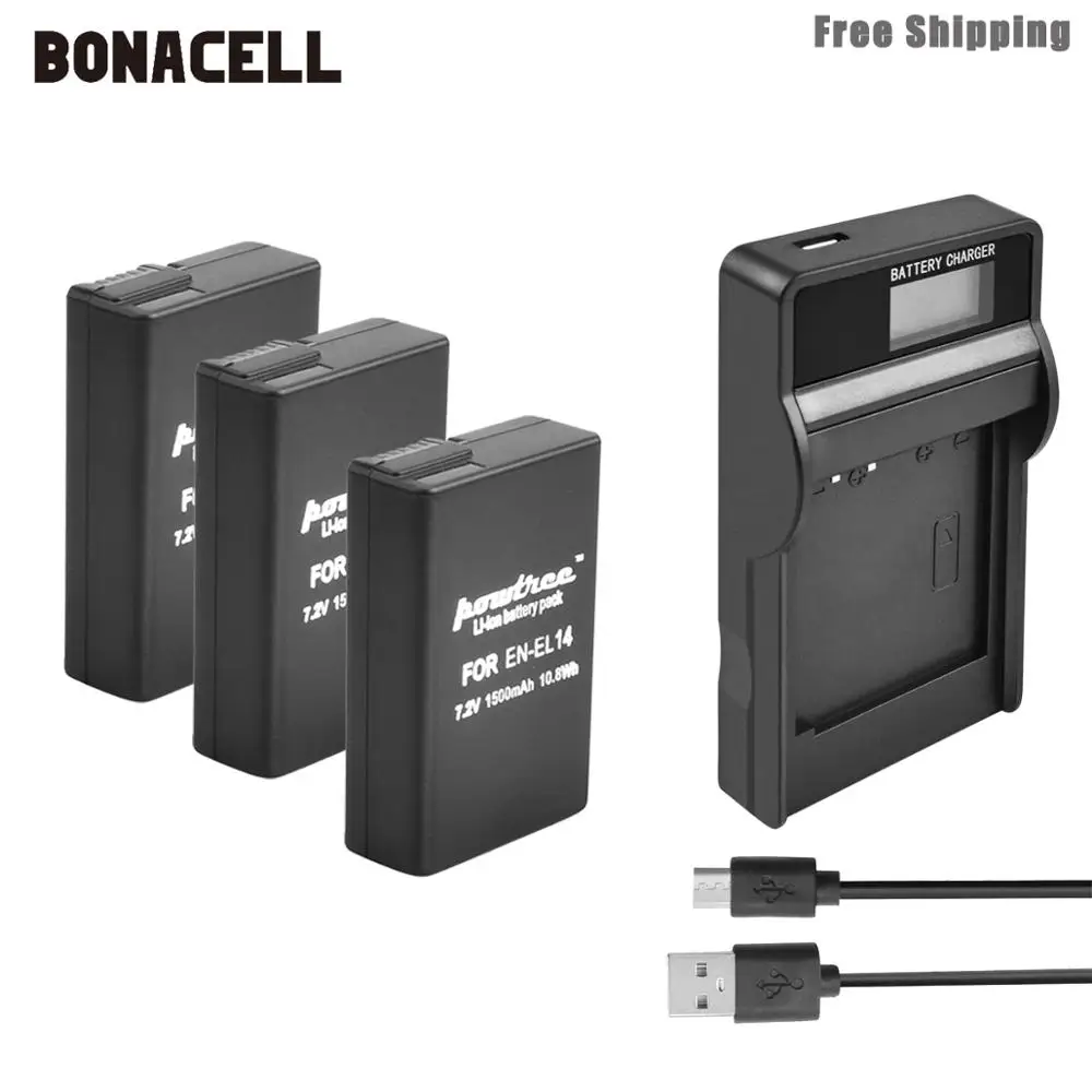 Устройство зарядное Bonacell на 1500 мАч для Nikon P7800 P7700 P7100 P7000 D5500 D5300 D5200 D3200 L50|Цифровые