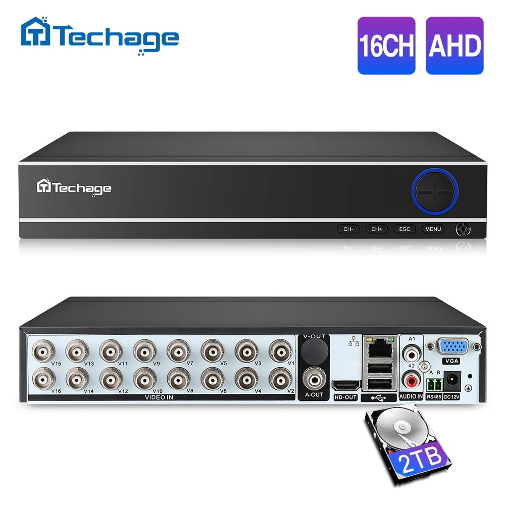 Techage H.264 16CH 1080N AHD CCTV DVR NVR P2P Cloud Security цифровой видеорегистратор для 1080P HDMI видео