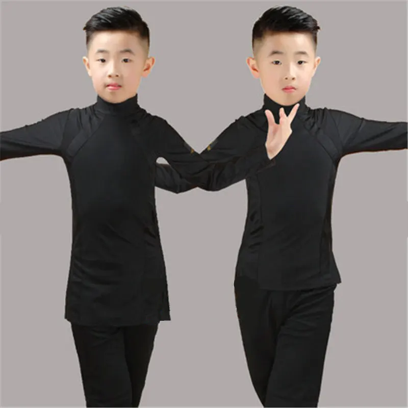 Fashion Latin Dance Costumes For Boys Black Long Sleeve Shirts Bodysuit Ballroom Dancing Clothes Latin Competition Dress dance dress,dance shirts,dance bodysuit