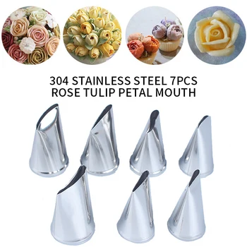 

7pcs/set Cake Decorating Tips Set Cream Icing Piping Fondant Rose Nozzle Cupcake Cake Pastry Tools Fondant Decorating Supplies