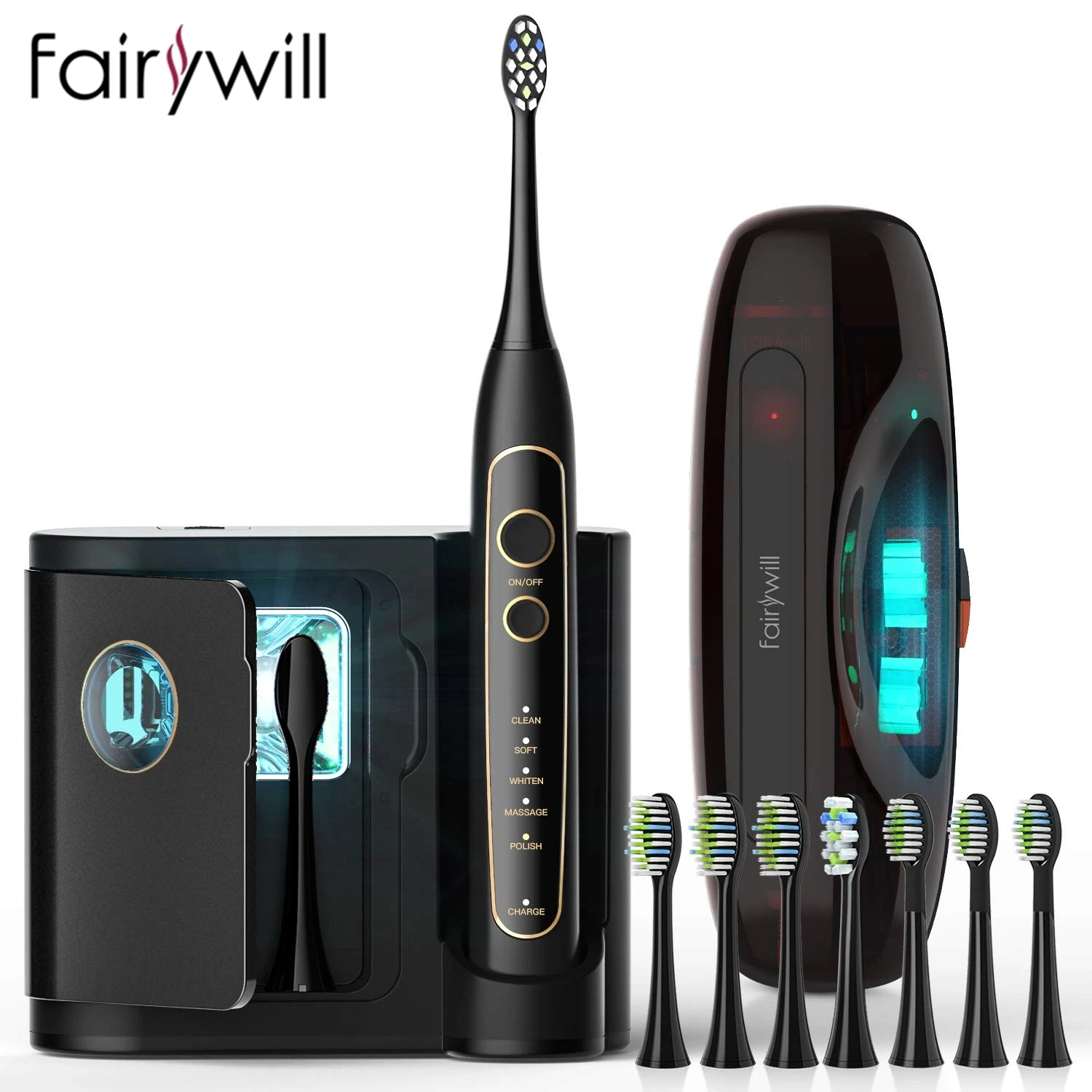 Fairywill high-tec Electric Toothbrush Travel case 5-Mode Ultra-Sonic Toothbrush pro FW-2056 Smart timer Wireless charging base
