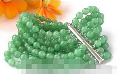 > 8 ряд круглый зеленый камень шарик браслет магнит