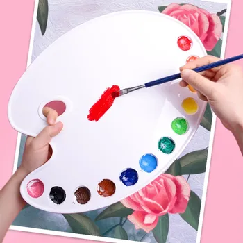 

Oval three-line palette thickened watercolor gouache Chinese painting acrylic paint palette for fine art painting supplies