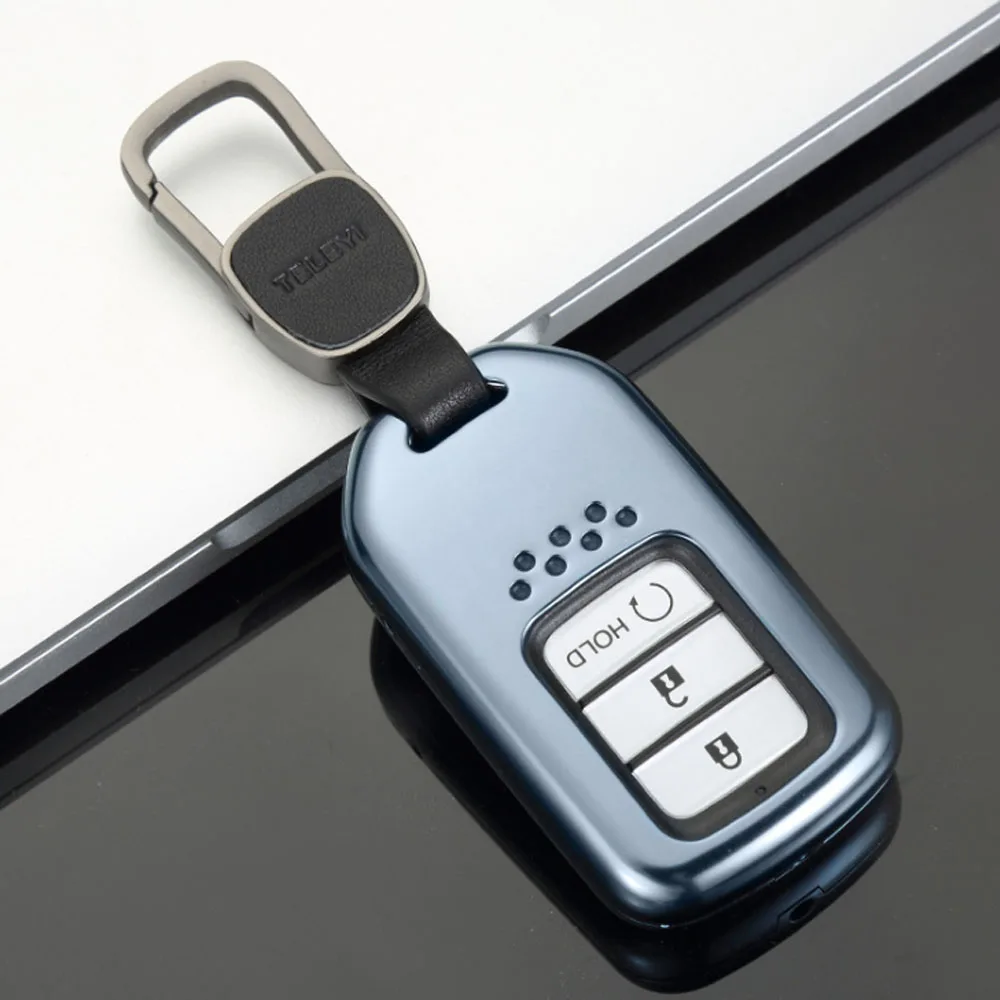 Blue Metal buckle Чехол для ключей из сплава для Honda jade Fit vezel Civic XR-V CRV Accord Crosstour CRIDER Spirior ELYSION Odyssey 2 3 4 чехол для ключей с кнопками - Название цвета: Blue Metal buckle